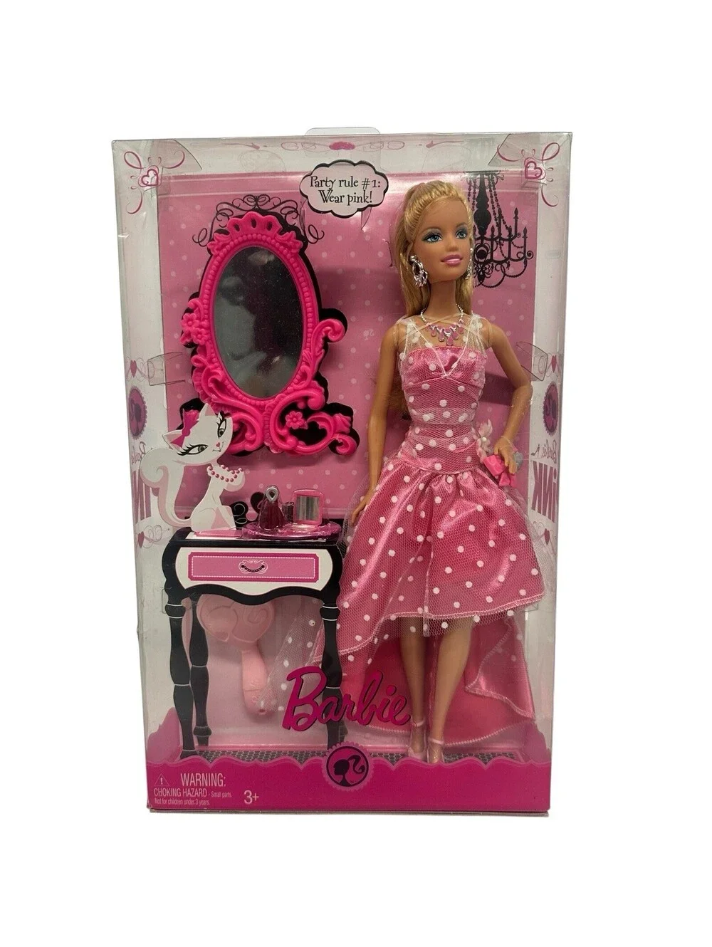 Mattel Barbie Color Your World Pink with Pink Polka Dot Dress Mirror MISB 2008